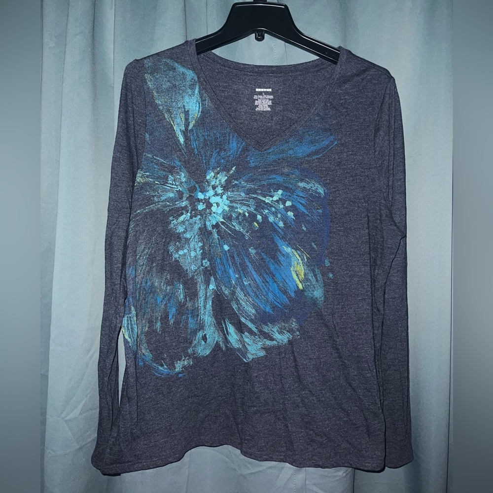 blue long sleeve top